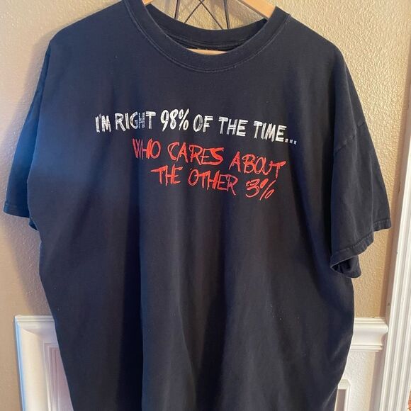 Hanes Beefy Tag I’m Right 98% of the Time Mens Smart Ass Shirt 2XL - Picture 1 of 12